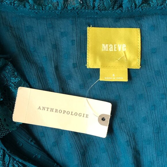 NWT Anthropologie MAEVE Meadow blue teal ruffle dress - Picture 10 of 16